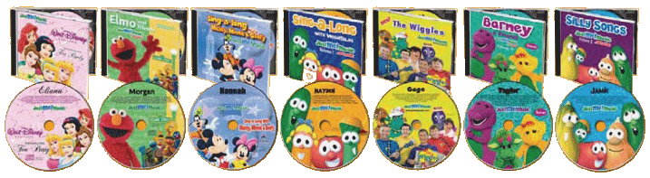 Licenced Character CDs - Mickey Mouse, Disney Princesses, Elmo, Veggie Tales, Wiggles, and Barney
