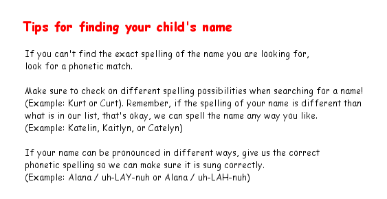 Finding your child's name